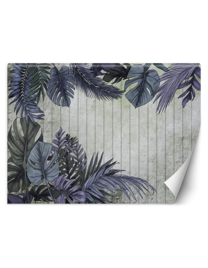 Wall mural - Purple monstera leaves vintage | FEEBY