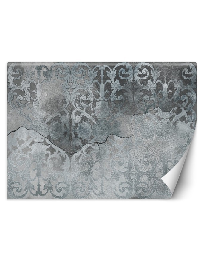 Bedroom wall mural - Silver vintage ornament | FEEBY