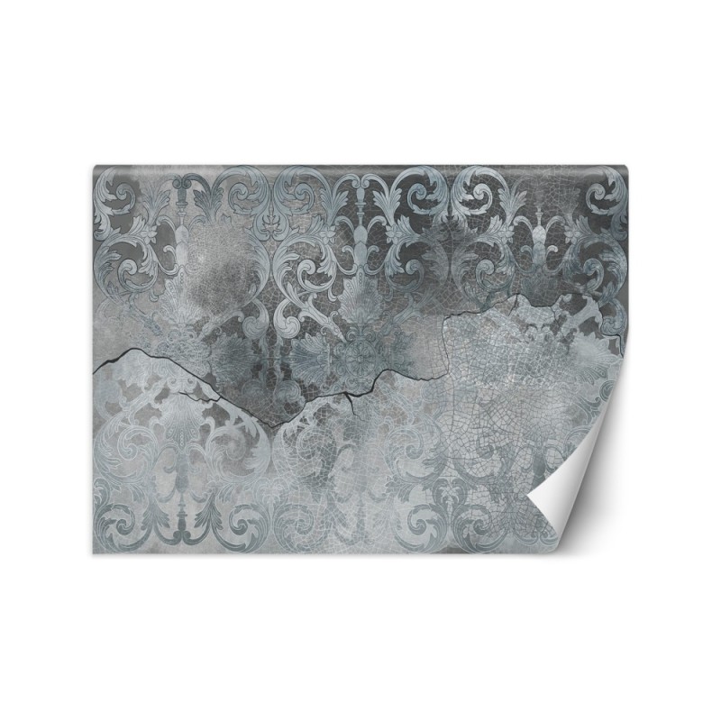 Bedroom wall mural - Silver vintage ornament | FEEBY