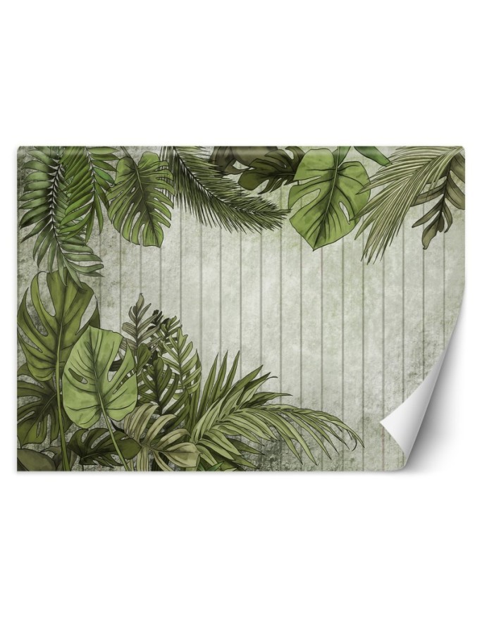 Wall mural - Tropical palm leaves on a board background | FEEBY