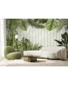 Wall mural - Tropical palm leaves on a board background | FEEBY