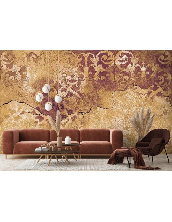 Modern wall mural - Golden vintage ornament | FEEBY