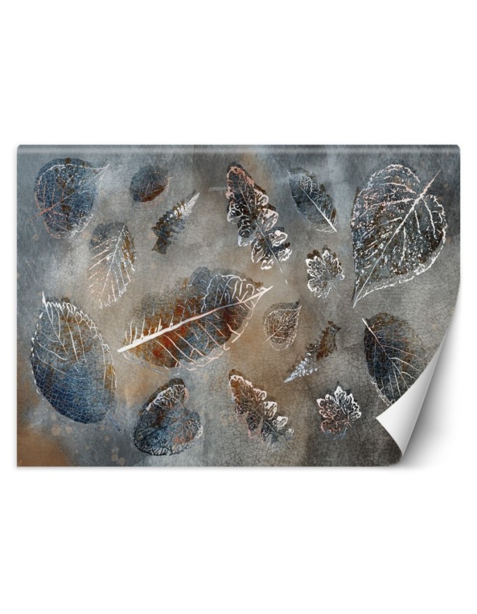 Modern wall mural - Grey autumn leaves | FEEBY