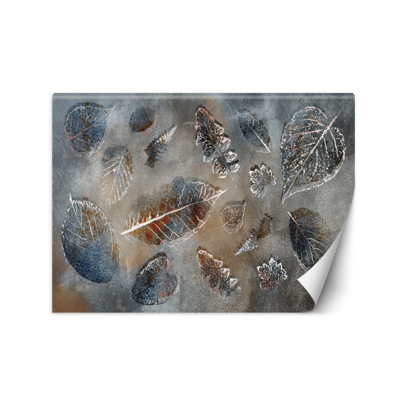 Modern wall mural - Grey autumn leaves | FEEBY