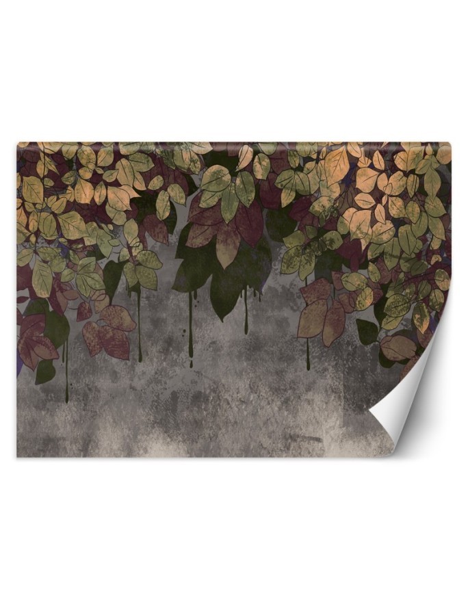 Bedroom wall mural - Falling leaves on concrete | FEEBY