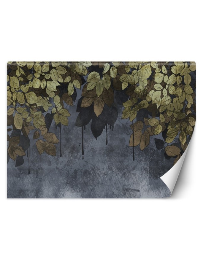 Modern wall mural - Leaves on concrete background | FEEBY
