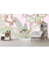 Children's wall mural - Tropical pastel animals in the jungle | FEEBY