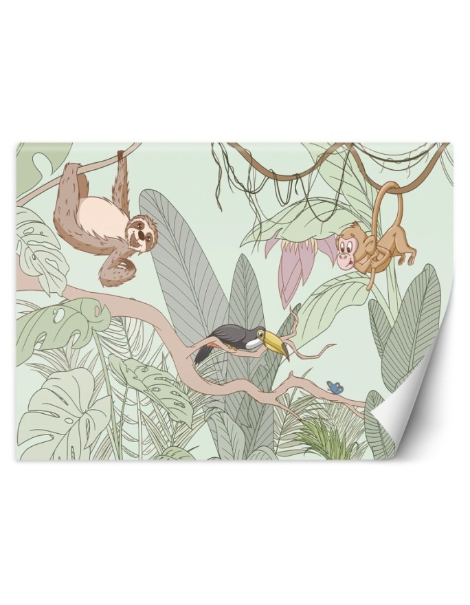 Children's wall mural - Tropical jungle animals | FEEBY