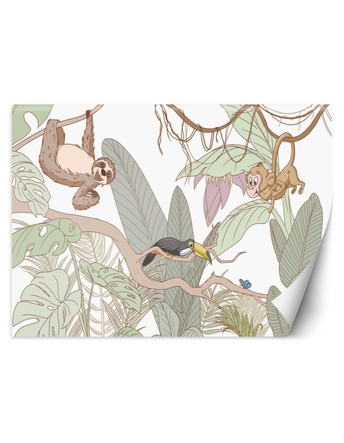 Children's wall mural - Tropical animals in the jungle | FEEBY