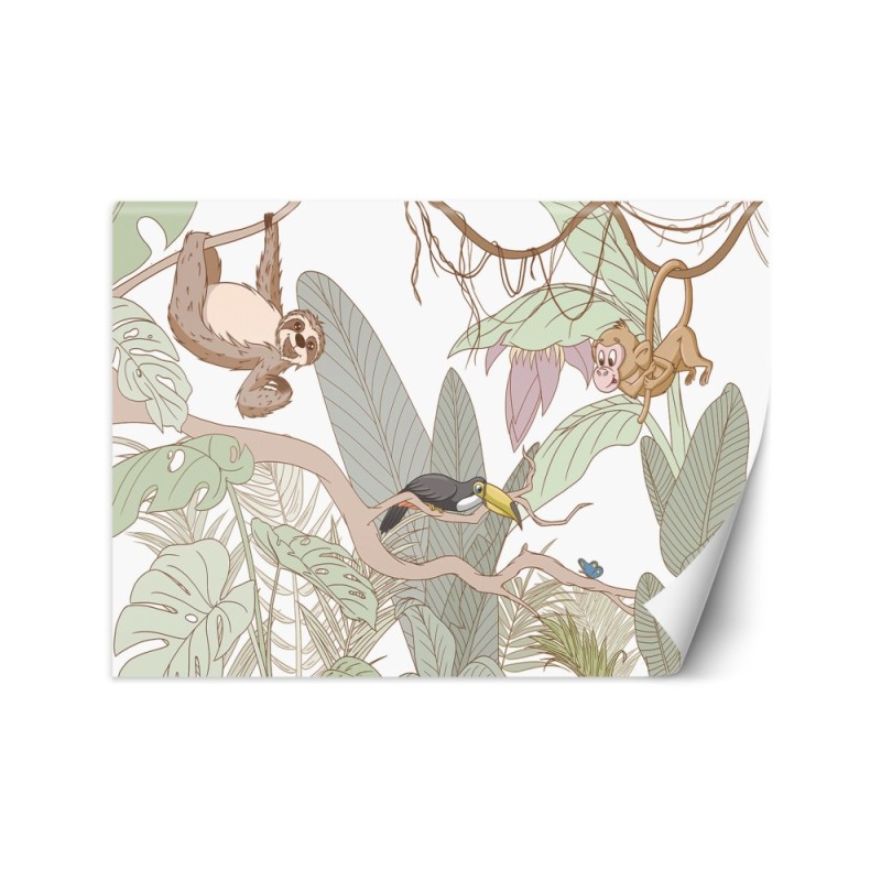 Children's wall mural - Tropical animals in the jungle | FEEBY