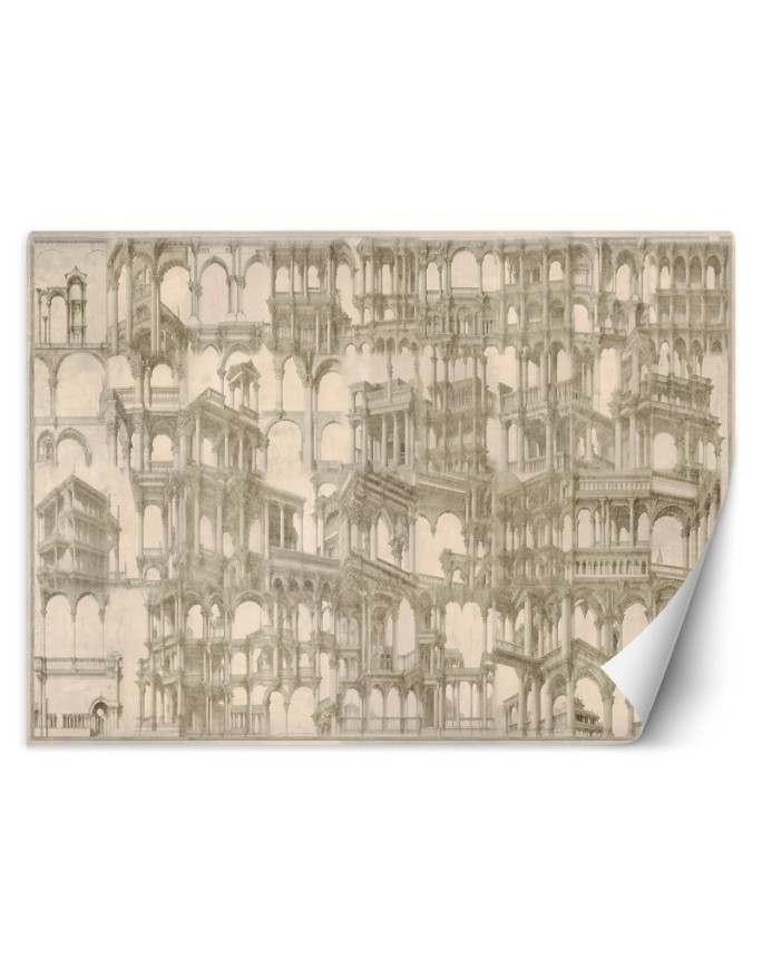 Living room wall mural - vintage column architecture | FEEBY