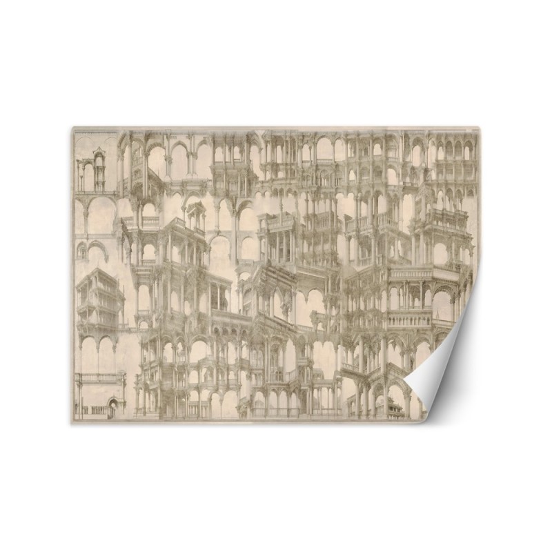 Living room wall mural - vintage column architecture | FEEBY