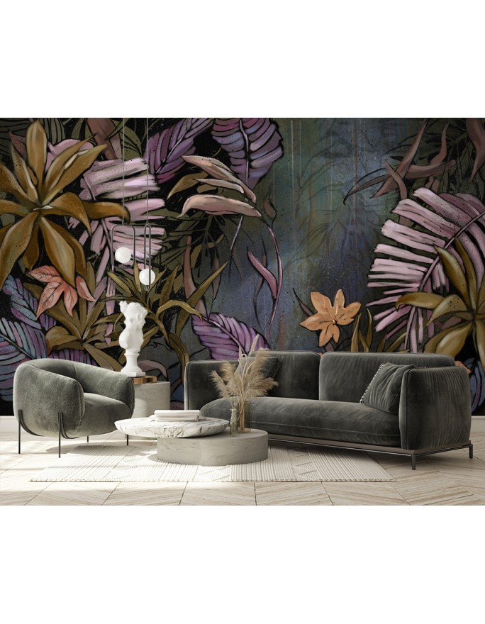 Living room wall mural - Exotic trees leaves | FEEBY
