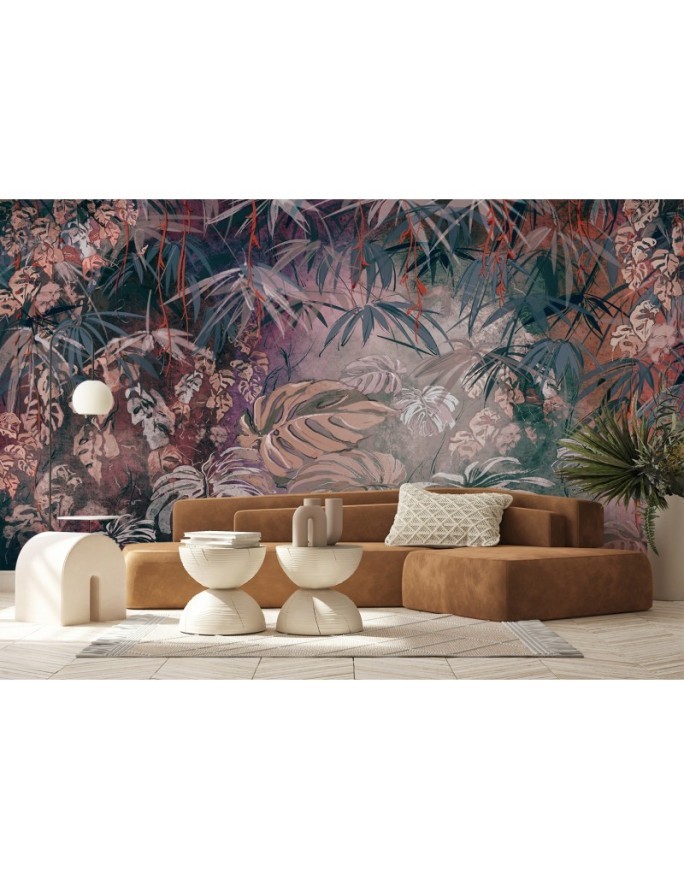 Living room wall mural - Tropical jungle leaves | FEEBY