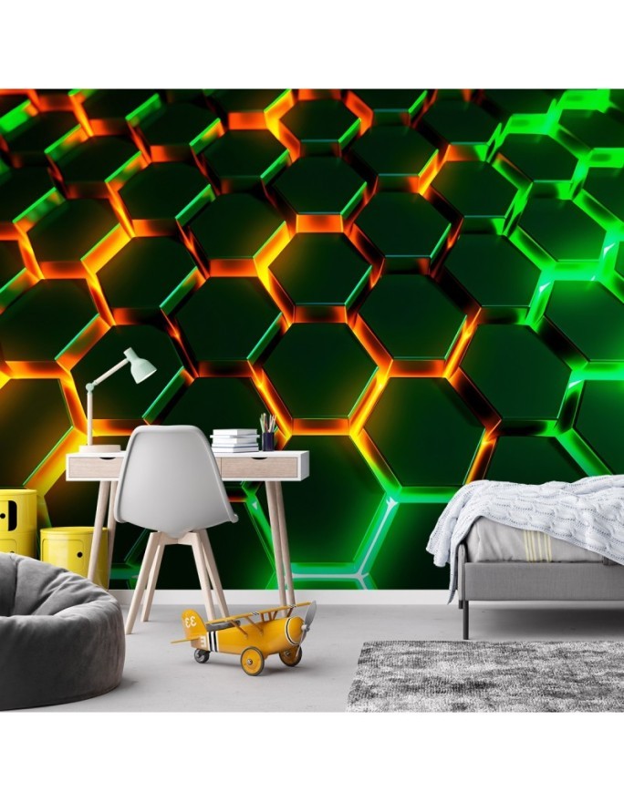 Modern wall mural - Neon shapes abstract 3D | FEEBY