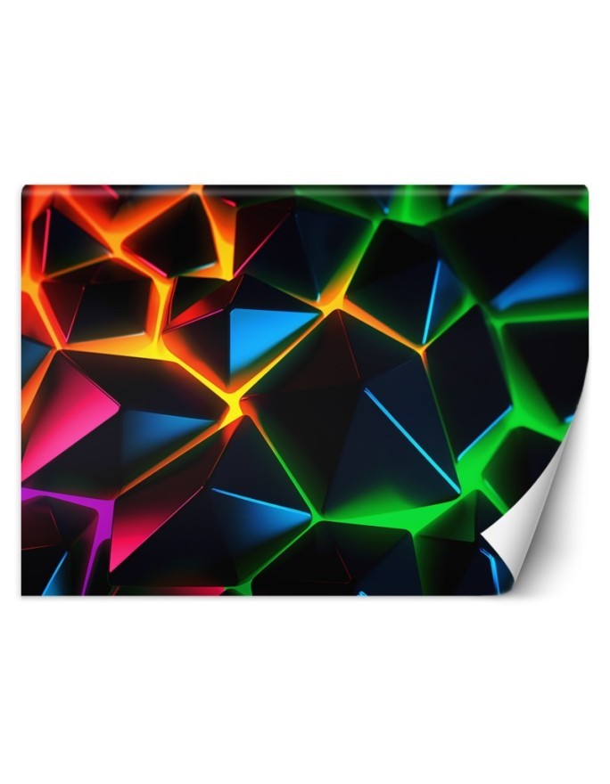 Modern living room wall mural - Geometric abstraction 3D | FEEBY