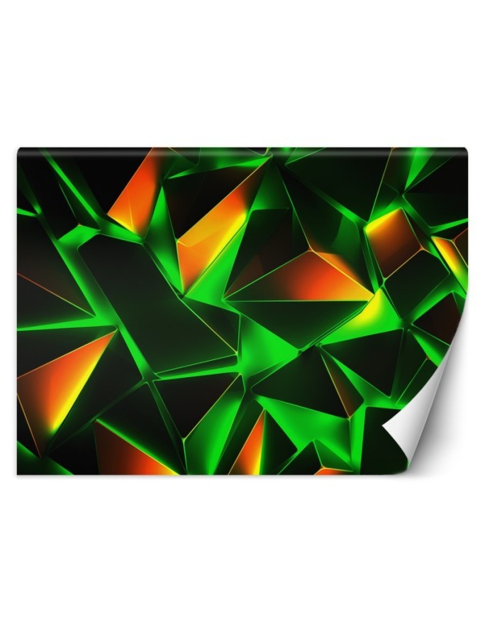 Youth wall mural - Green geometric abstraction 3D | FEEBY