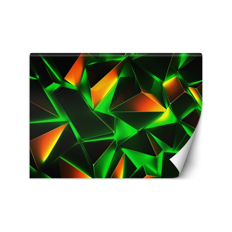 Youth wall mural - Green geometric abstraction 3D | FEEBY
