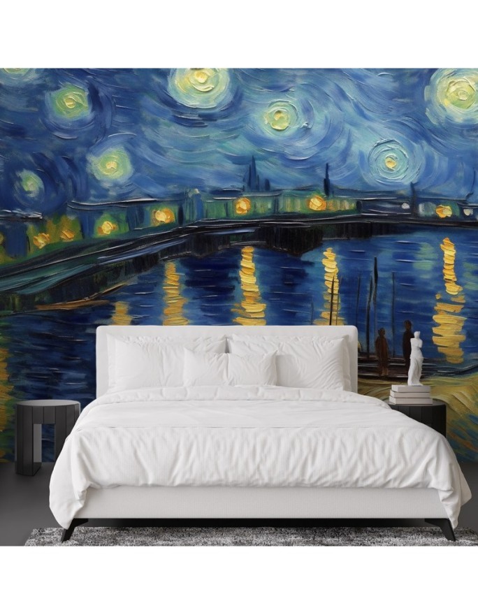 Photo wall mural - Starry night on the Rhone - V. van Gogh | FEEBY