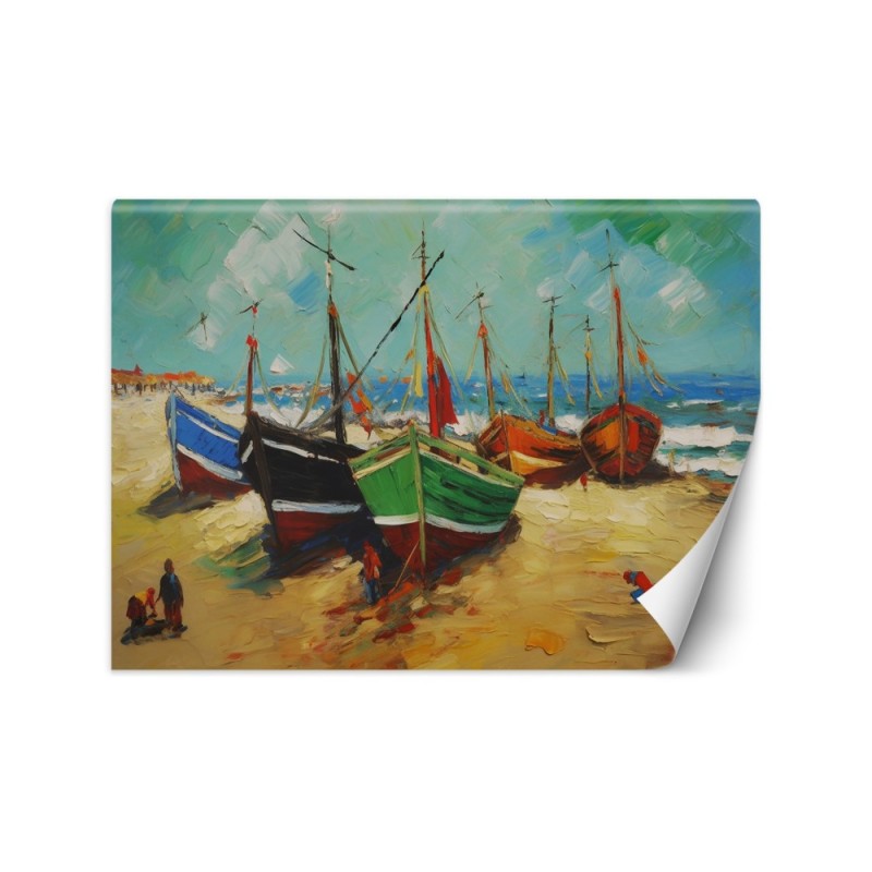 Photo wall mural - Fishing boats on the beach - V. van Gogh | FEEBY