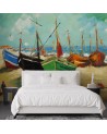 Photo wall mural - Fishing boats on the beach - V. van Gogh | FEEBY