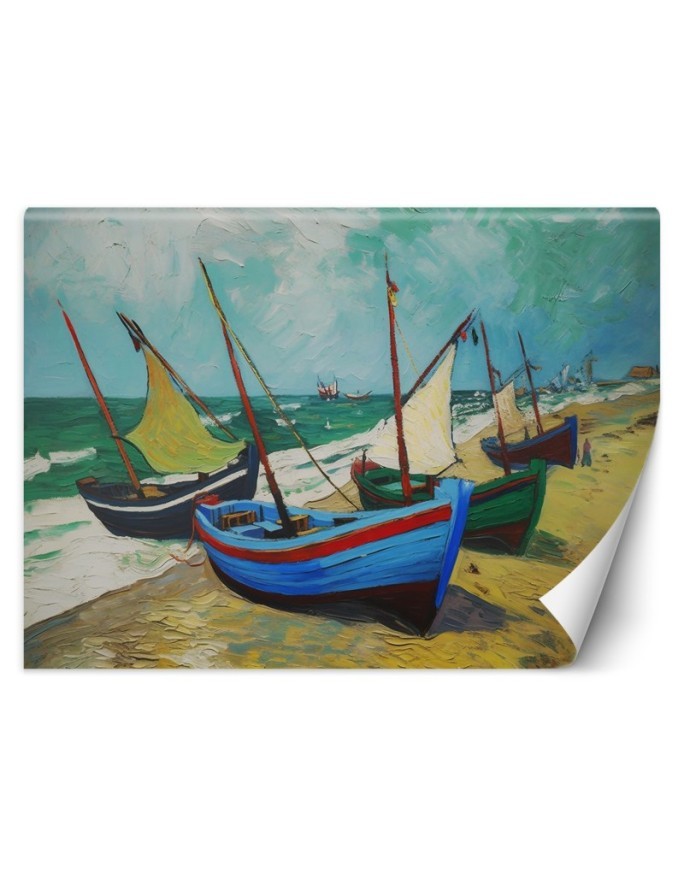 Bedroom wall mural - Fishing boats on the beach - V. van Gogh | FEEBY