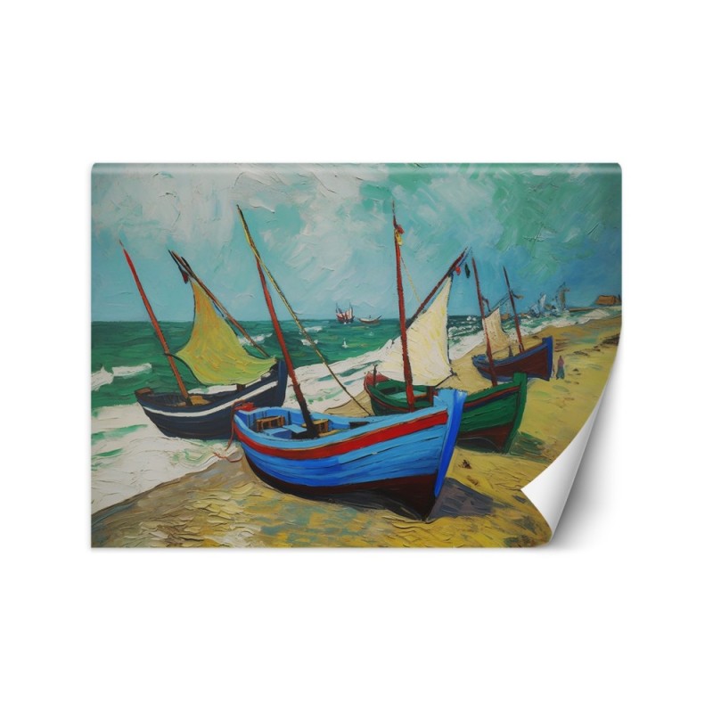 Bedroom wall mural - Fishing boats on the beach - V. van Gogh | FEEBY