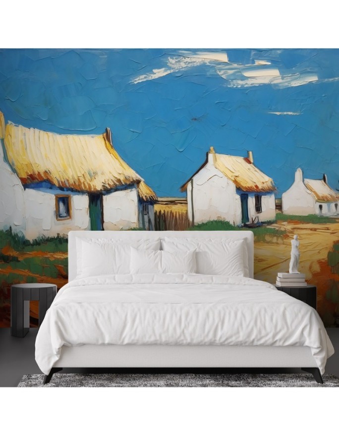 Wall mural - thatched cottages - V. van Gogh | FEEBY