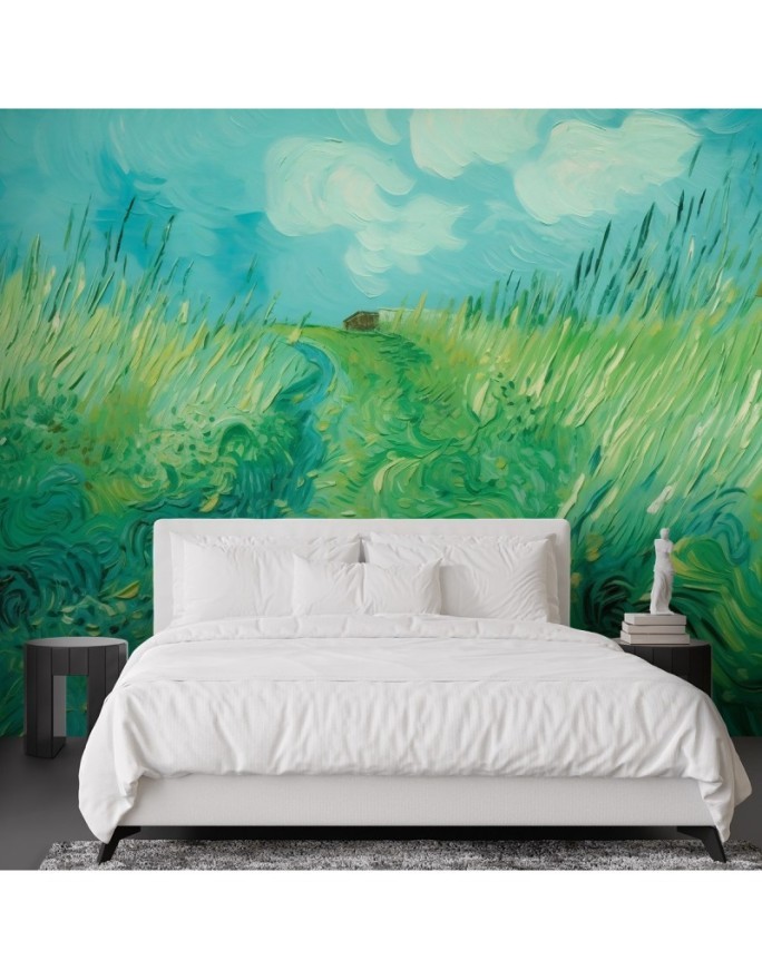 Bedroom wall mural - Field of green wheat - V. van Gogh | FEEBY