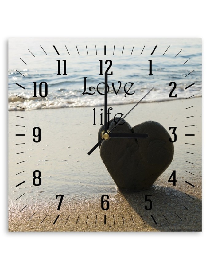 Wall clock Heart on the beach