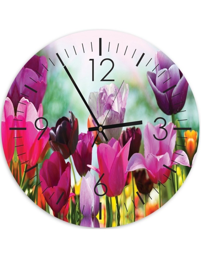 Wall clock Coloured tulips