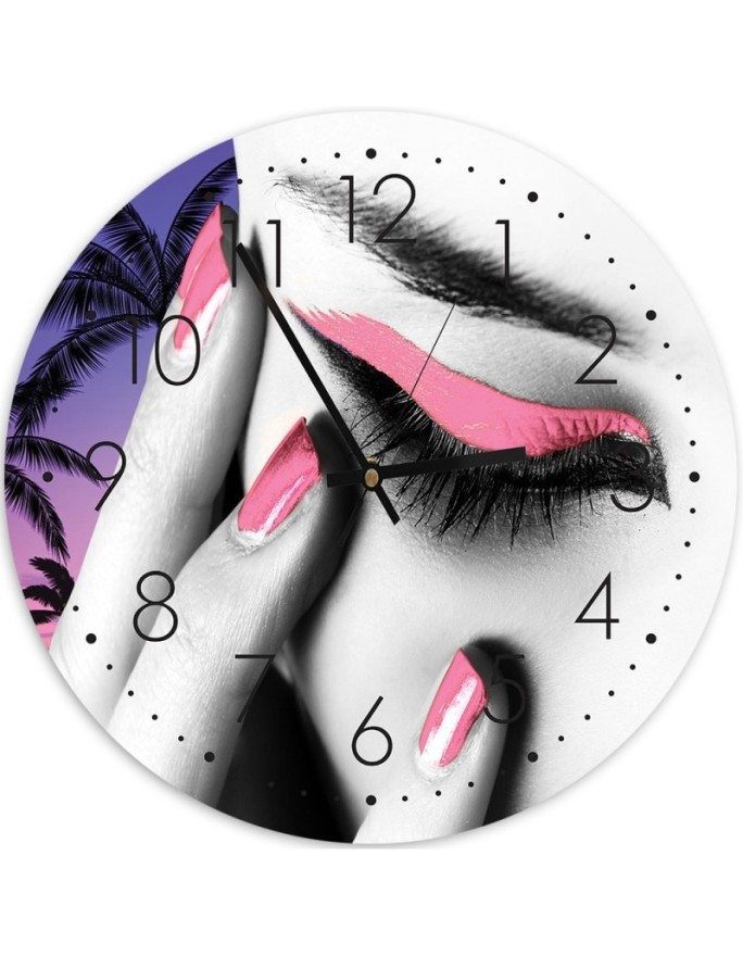 Wall clock Pink make-up