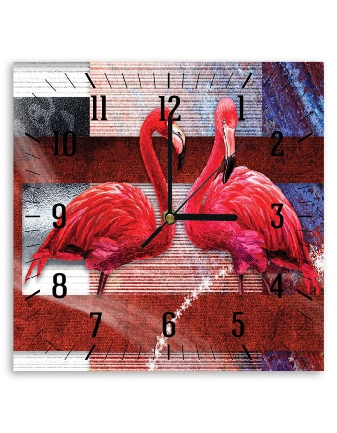 Wall clock - Pair of flamingos | FEEBY