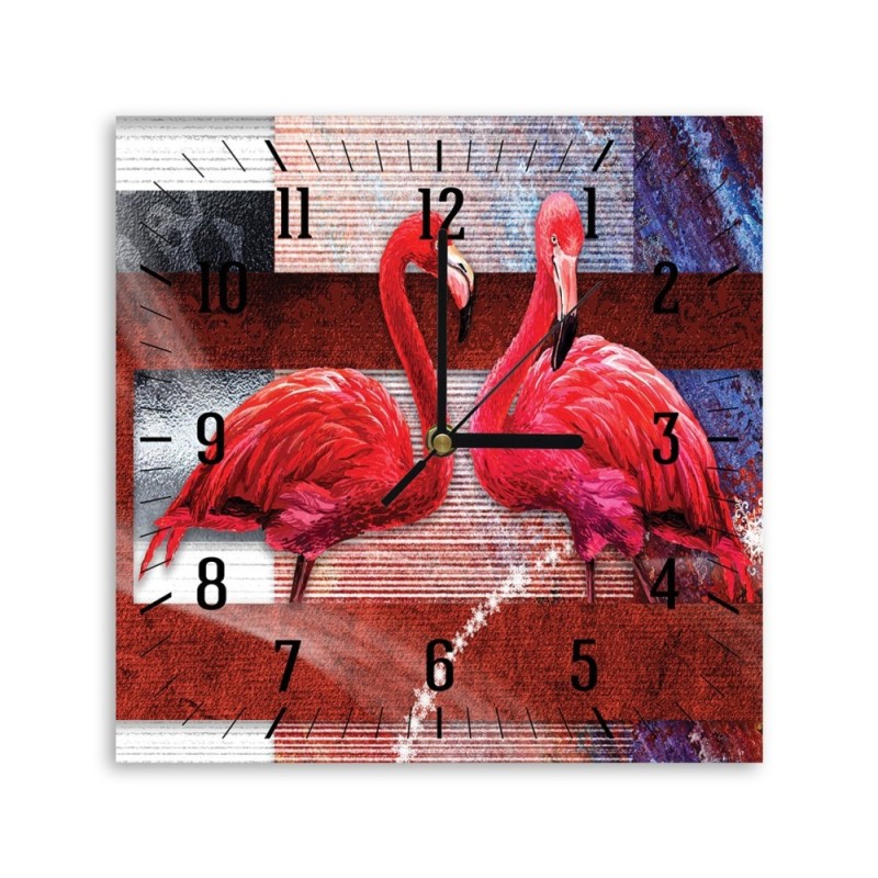 Wall clock - Pair of flamingos | FEEBY