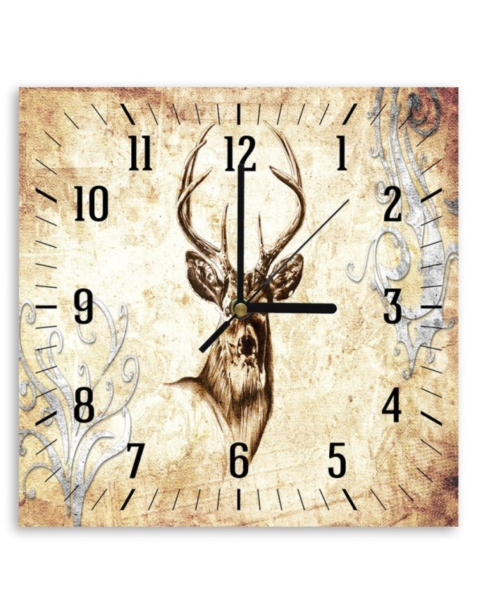 Wall clock Deer in sepia