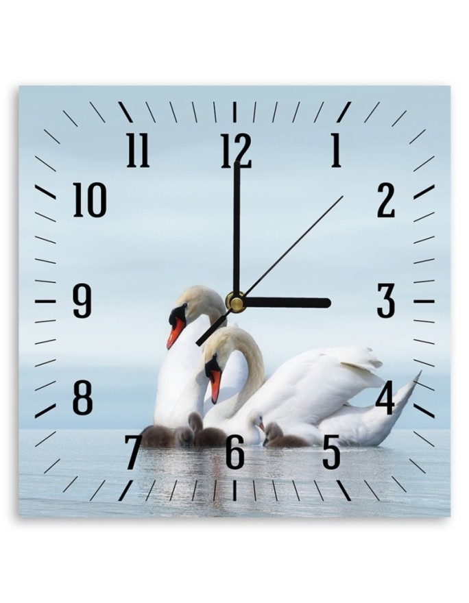 Wall clock Family of swans