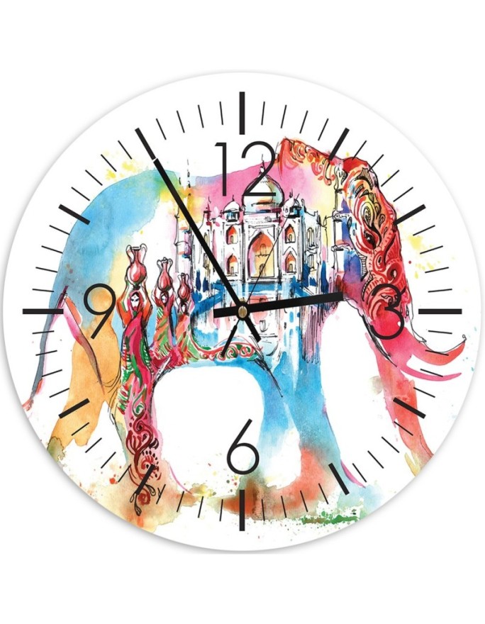 Wall clock Coloured elephant