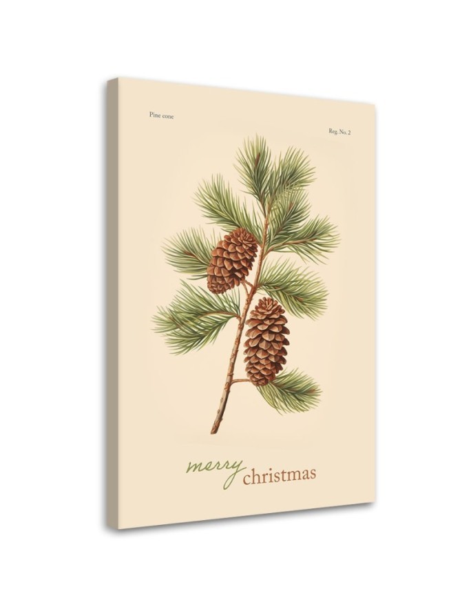 Christmas canvas art - Pinecone and Merry Christmas inscription | FEEBY
