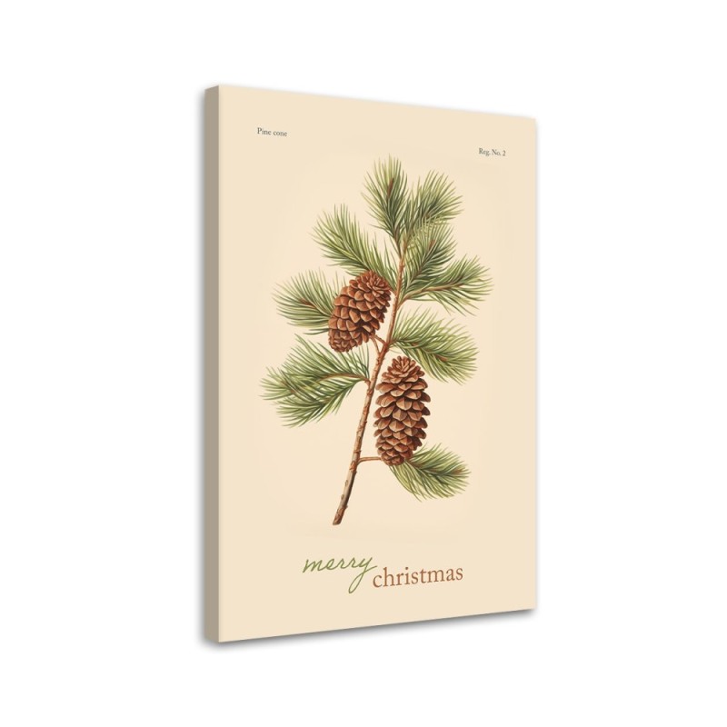 Christmas canvas art - Pinecone and Merry Christmas inscription | FEEBY