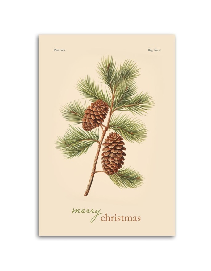 Christmas canvas art - Pinecone and Merry Christmas inscription | FEEBY