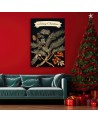Christmas canvas art - Merry Christmas inscription and pine branch | FEEBY