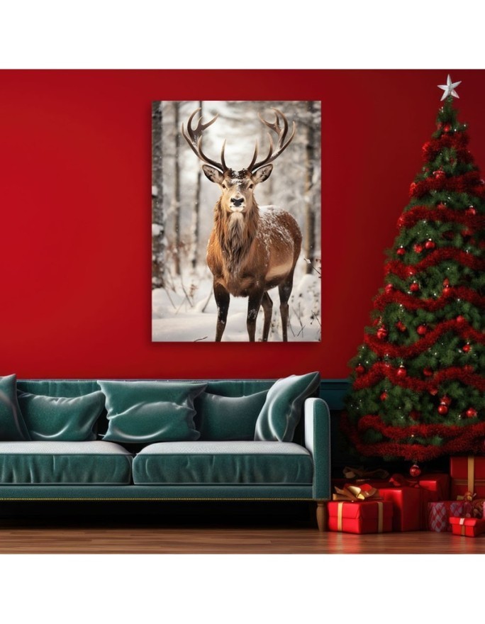 Christmas canvas art - Reindeer in the forest | FEEBY