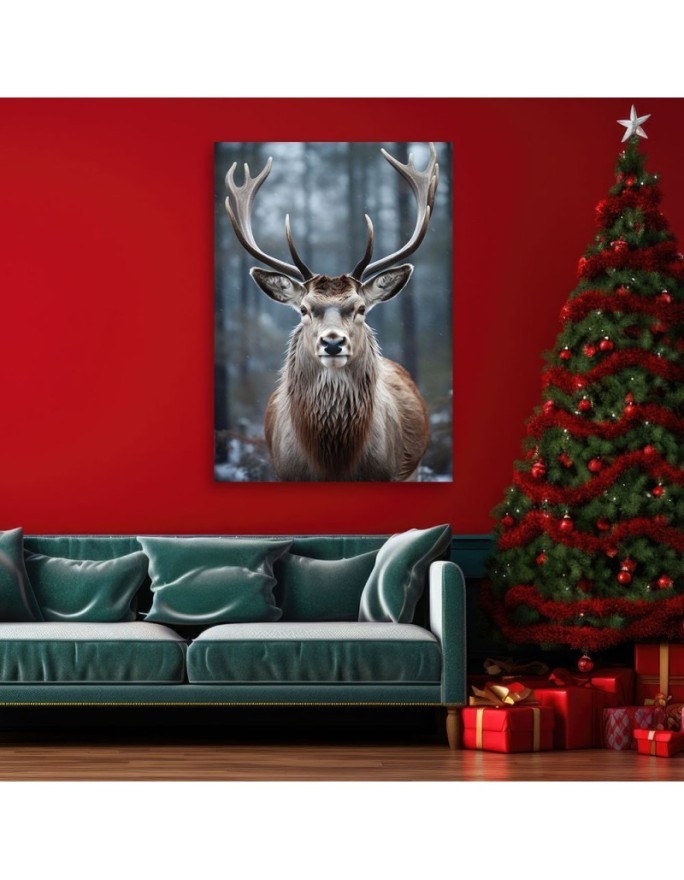 Modern Christmas canvas art - Winter Reindeer