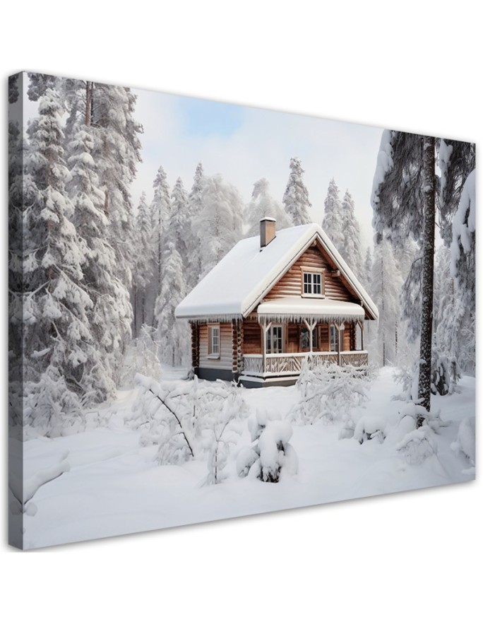 Canvas print Winter cottage