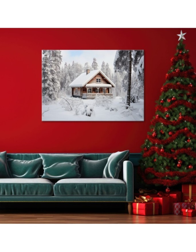 Christmas canvas art - Winter cottage | FEEBY