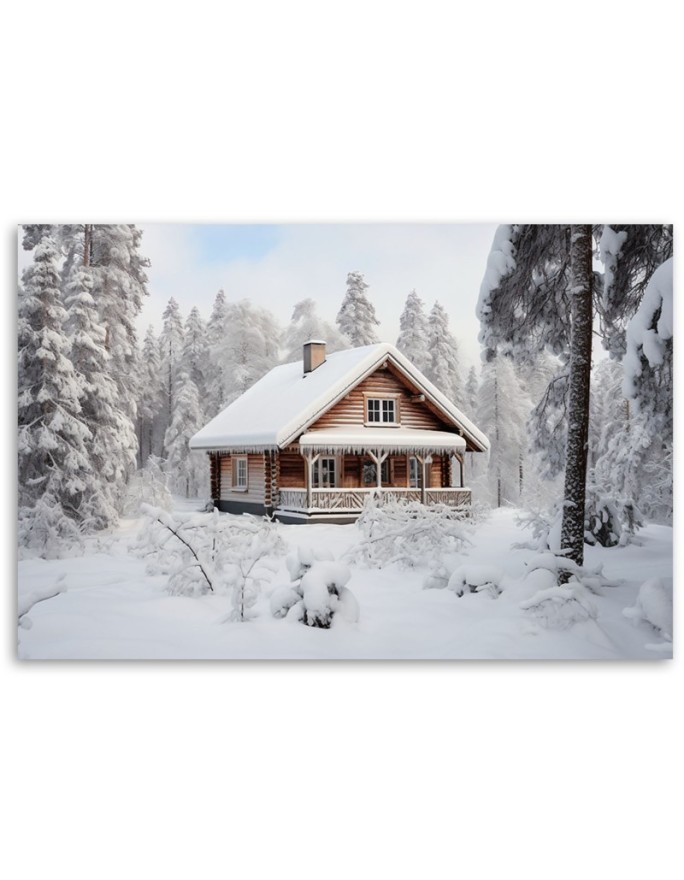 Christmas canvas art - Winter cottage | FEEBY