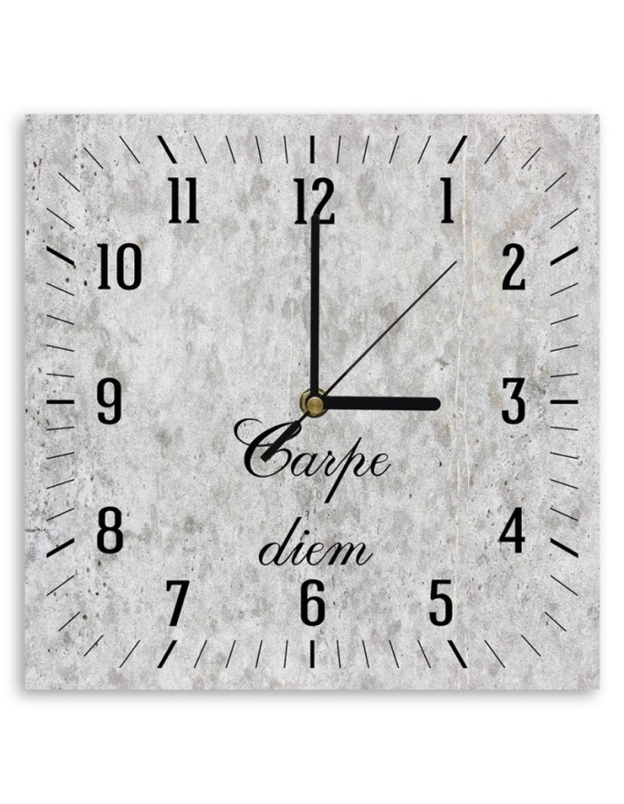 Wall clock - Carpe diem on a light stone | FEEBY