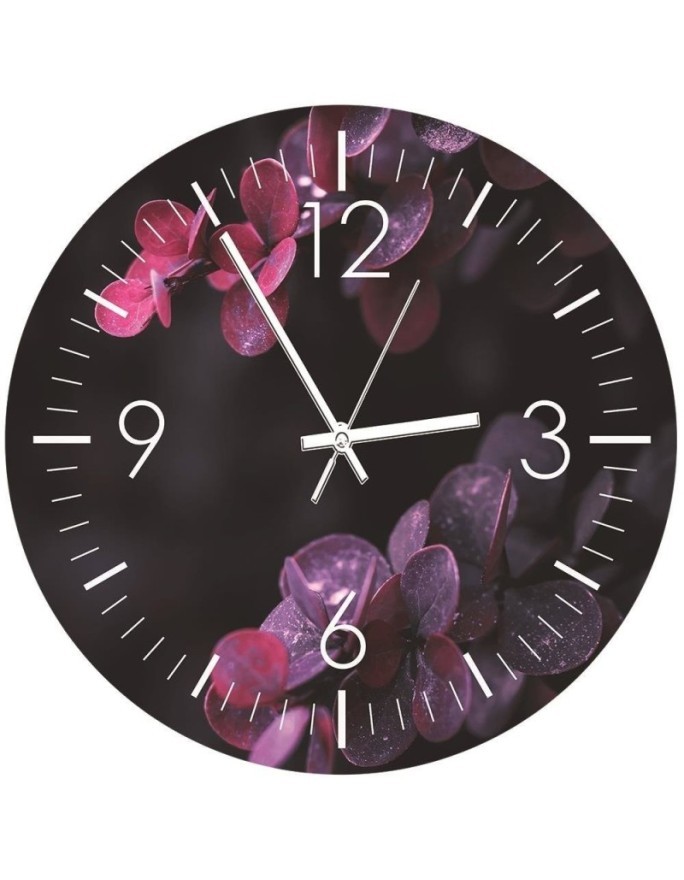 Wall clock - A branch with leaves, macro - Doreen Albrecht | FEEBY