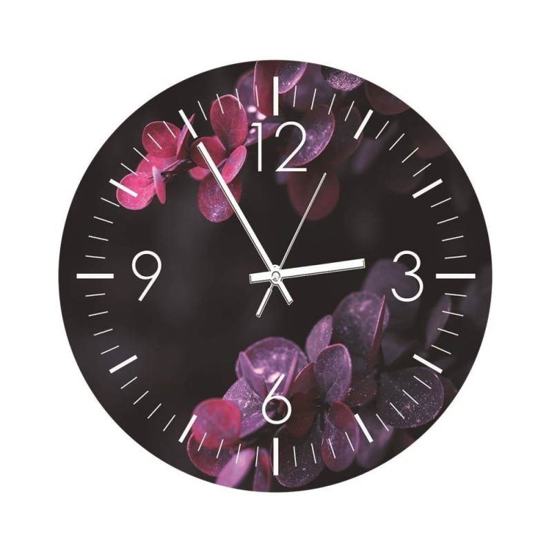 Wall clock - A branch with leaves, macro - Doreen Albrecht | FEEBY