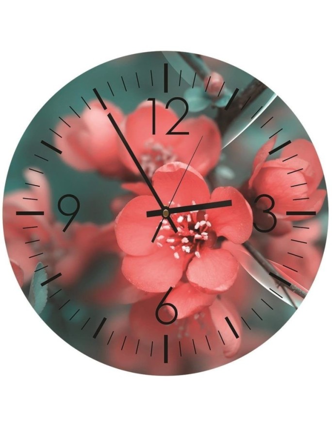 Wall clock Quince flowers,...